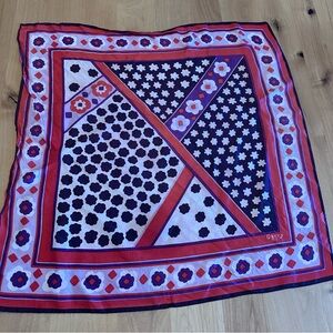 Garry Vintage Silk Colorful Geometric & Floral Patterned Scarf